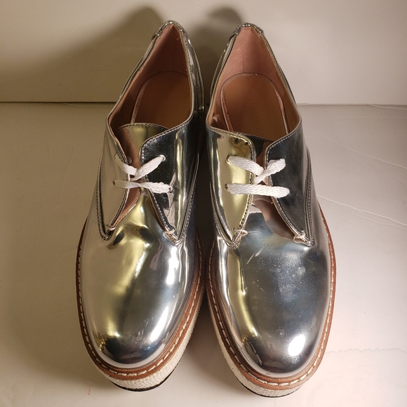Zara Woman Derby Silver Platform Shoes 39 - Picture 2 of 13